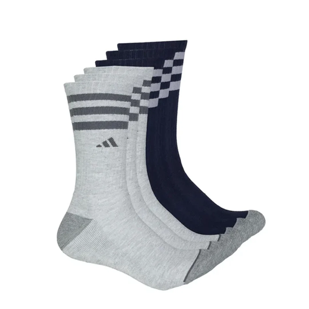 adidas - Men's 3 Stripe Cushioned 6 Pack Crew Socks (IV2028)